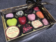 Handmade box of 12 very special Mr Thoms Valentines chocolates.