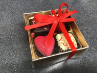 Handmade box of 4 very special Mr Thoms Valentines chocolates.