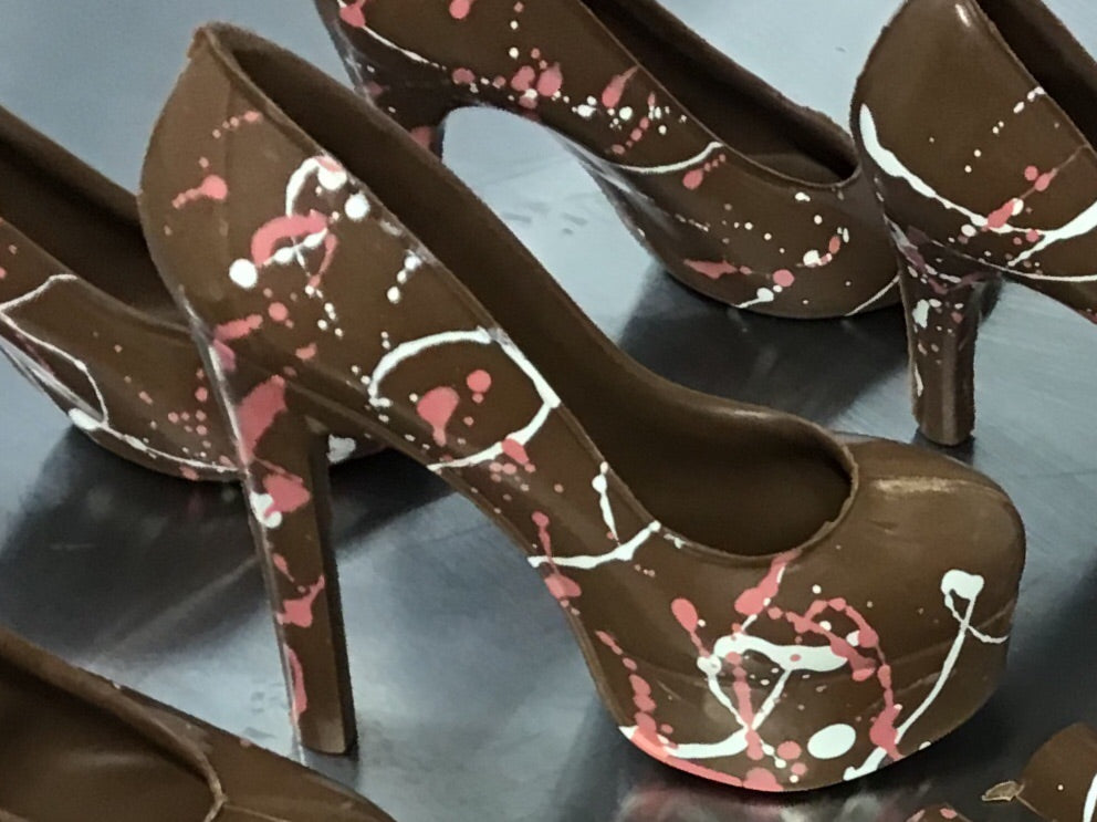 Artisan Handmade Belgian chocolate platform shoe filled with luxury handmade chocolates